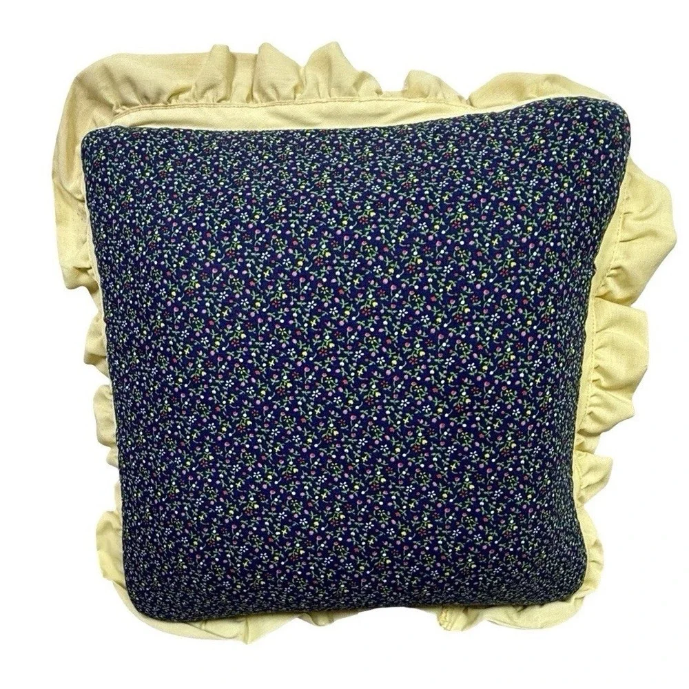 Vintage Embroidered Cottage House Throw Pillow Ruffle Granny Chic Country 12
